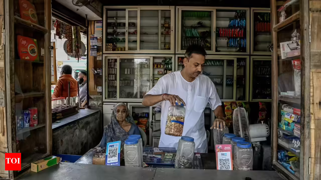 A village retail shop interior in rural India